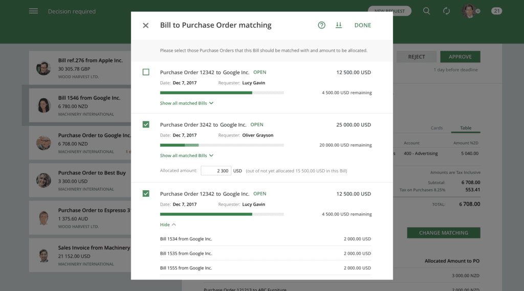 ApprovalMax Bill to Purchase Order matching