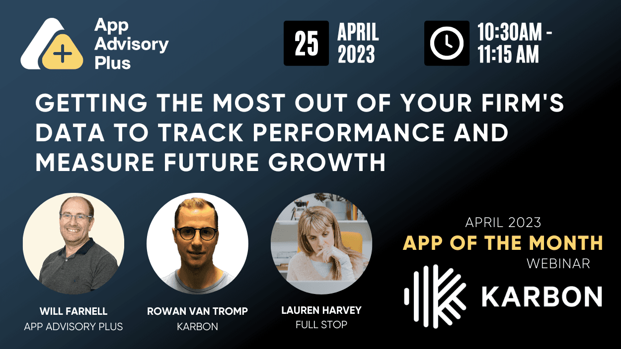 Getting the most out of your firm's data to track performance and measure future growth with Karbon logo